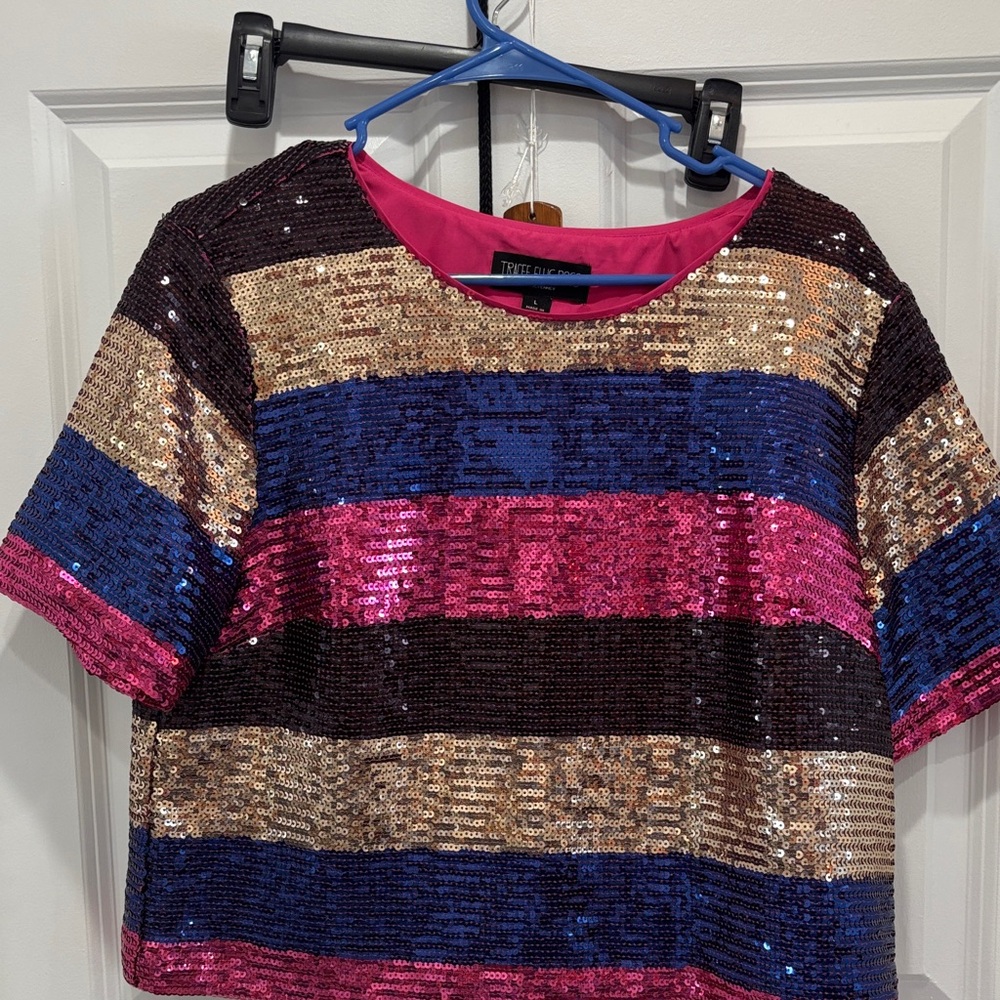 JCPenney Multicolor Sequin Crop Top